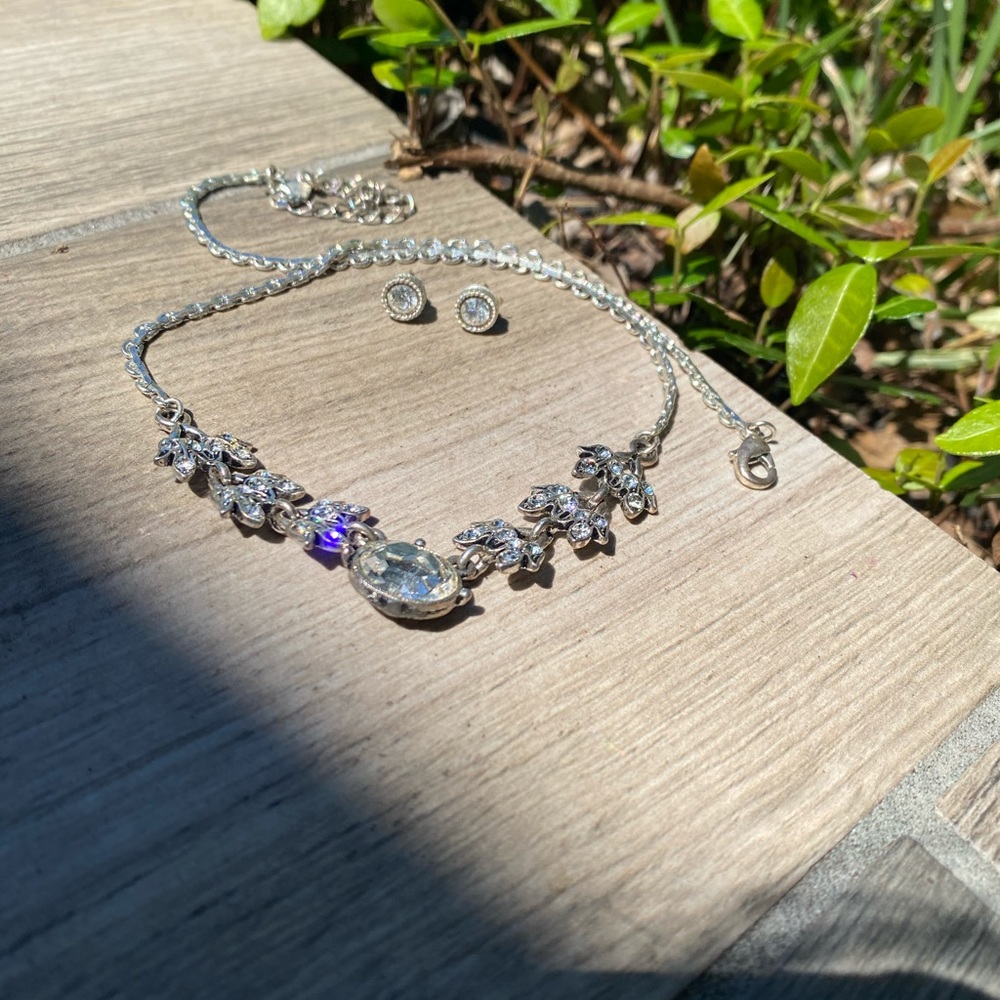 Diamond necklace and earrings